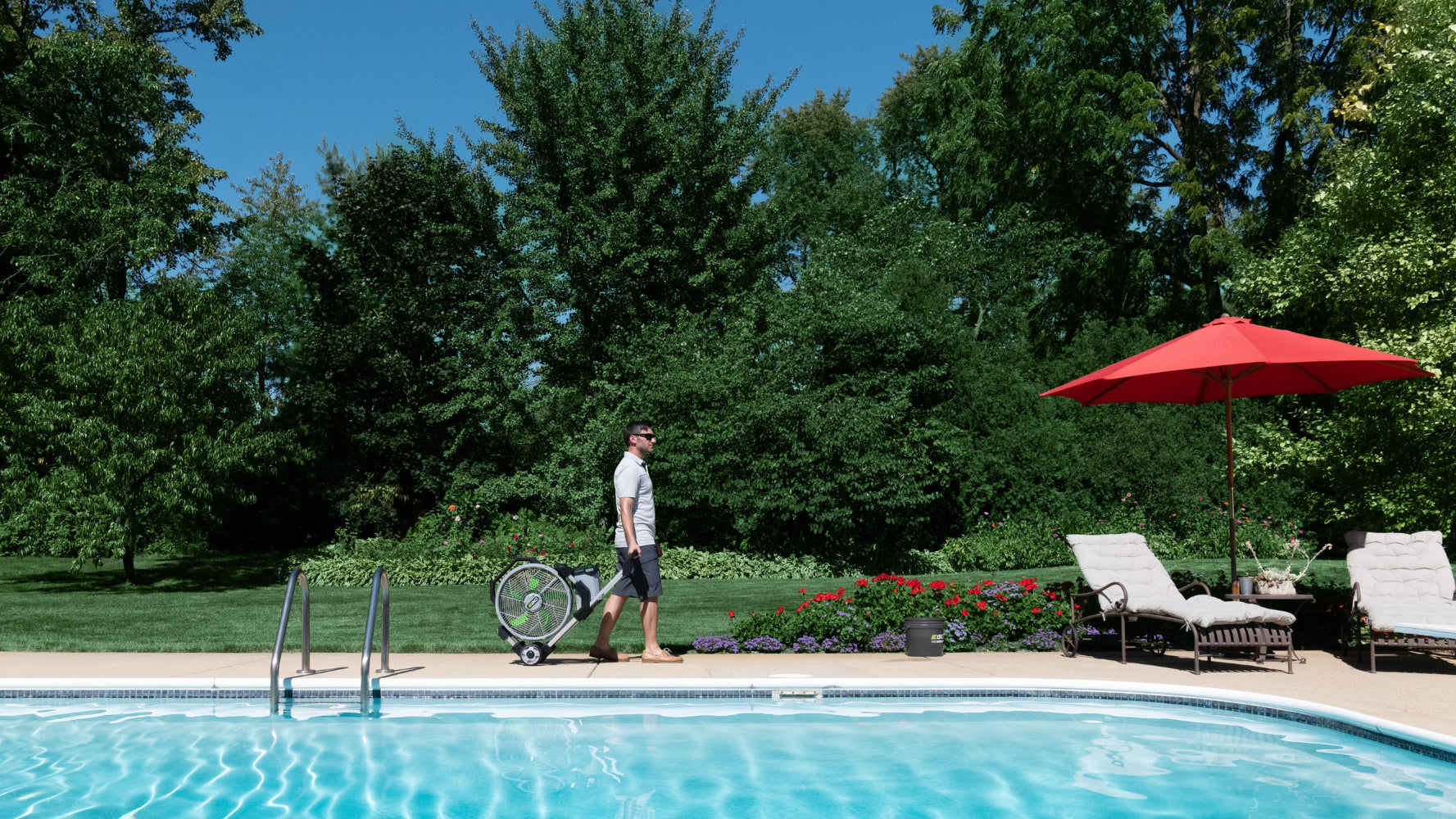 Ventilátor s rozprašovačom EGO Power+ 45 cm podlahový a mobilný