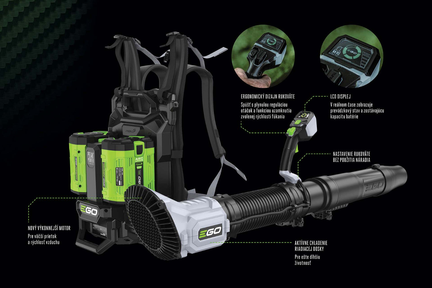 EGO POWER+ LBPX1100 profesionálny chrbtový aku fukár PRO X s maximálnym výkonom